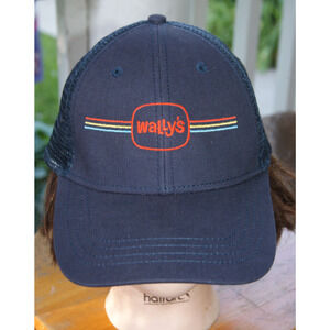 Wally's, Great American Road Trip Navy, Snapback Mesh Trucker Hat Cap Travel